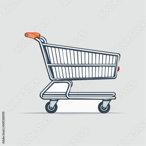 Shopping Cart Isolated A Vector Illustration of Retail Trolley for Grocery, Supermarket Purchases, and Consumerism