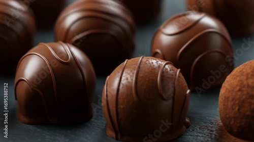 Decadent Chocolate Truffles: Close-Up Display of Gourmet Confections