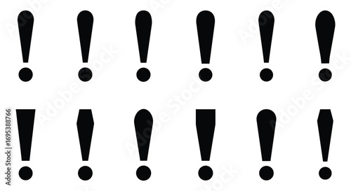 a series of black exclamation marks arranged neatly
