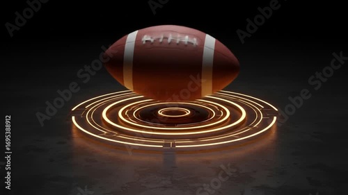 Futuristic Football: Glowing Orb and Floating American Football Concept