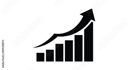 chart showing growth with upward arrow and bars