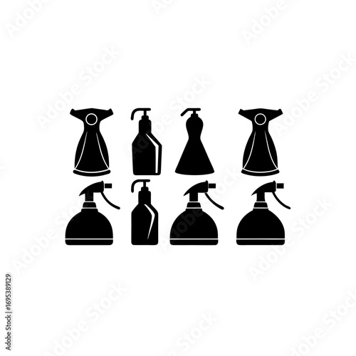 8 different garment steamer silhouette vector icons