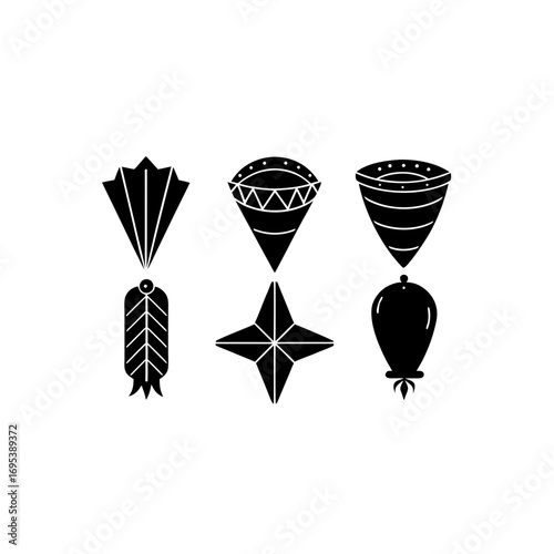 6 different gyros wrap silhouette vector icons set