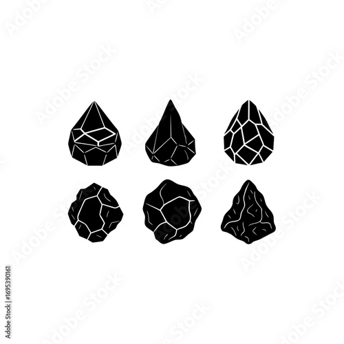 6 different lava rock ornament silhouette vector 