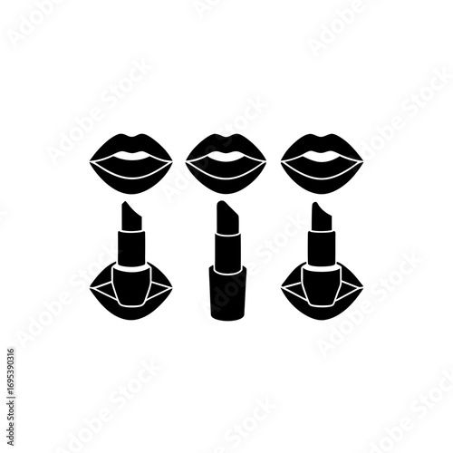 6 different lip balm silhouette vector icons set o