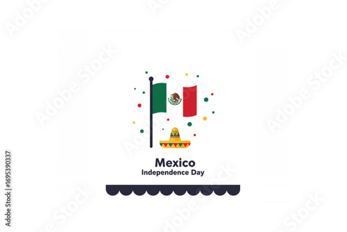Mexico Independence Day Celebration A Festive Vector Illustration with Flag and Sombrero