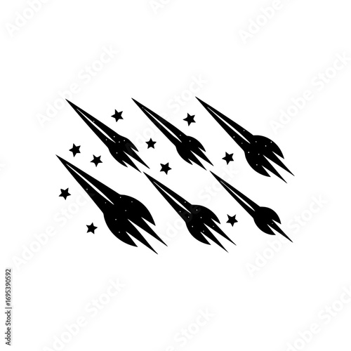 6 different meteor shower ornament silhouette vector