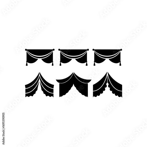 6 different neoclassical valance silhouette vector