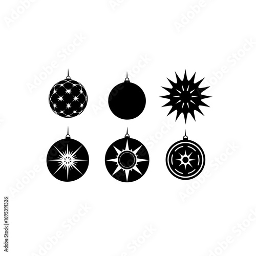 6 different plasma ball ornament silhouette vector