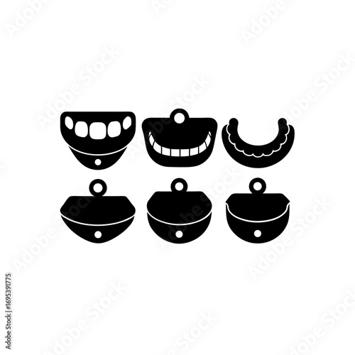 6 different retainer case silhouette vector icons 