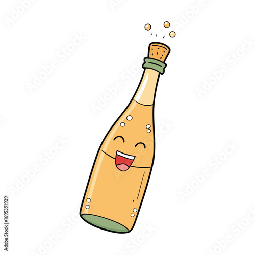 A festive bottle of champagne popping its cork, releasing a burst of bubbles and excitement, symbolizing joy, celebration, and the start of a memorable moment.
