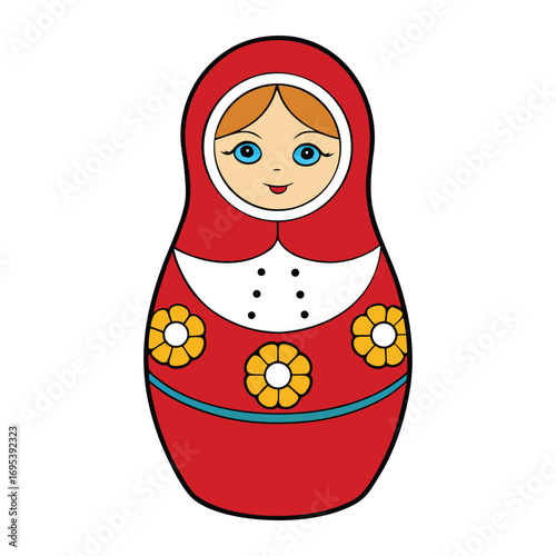 A matryoshka doll adorned with a Russian troika design, showcasing nested figures painted with traditional horses and sleigh, symbolizing culture and heritage.
