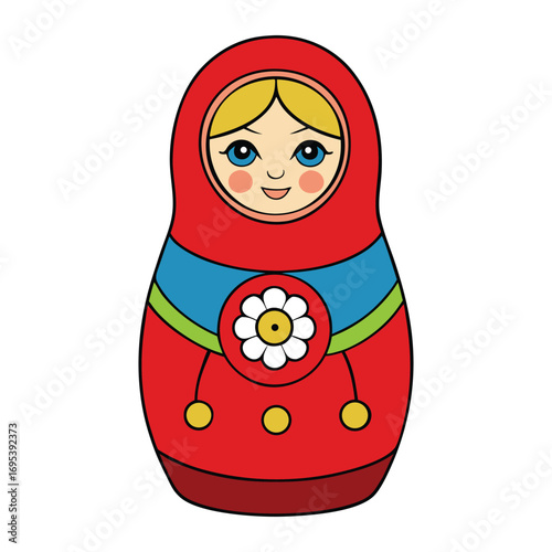 A matryoshka doll adorned with a Russian troika design, showcasing nested figures painted with traditional horses and sleigh, symbolizing culture and heritage.
