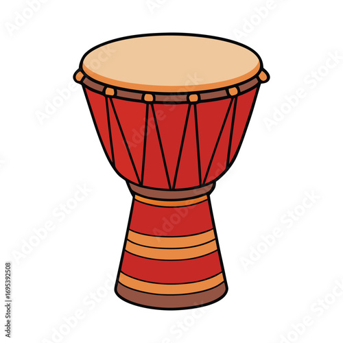 A traditional African drum, crafted from wood and animal skin, produces deep, rhythmic beats, symbolizing unity, culture, and the heartbeat of African heritage.
