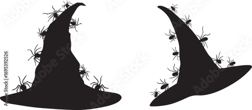 Halloween witch hats with spiders vector illustration for halloween background art
