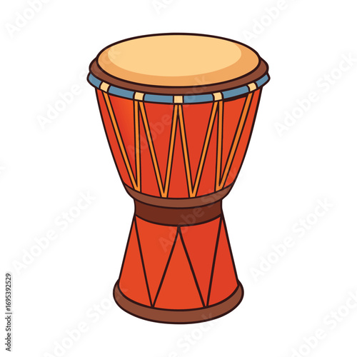 A traditional African drum, crafted from wood and animal skin, produces deep, rhythmic beats, symbolizing unity, culture, and the heartbeat of African heritage.
