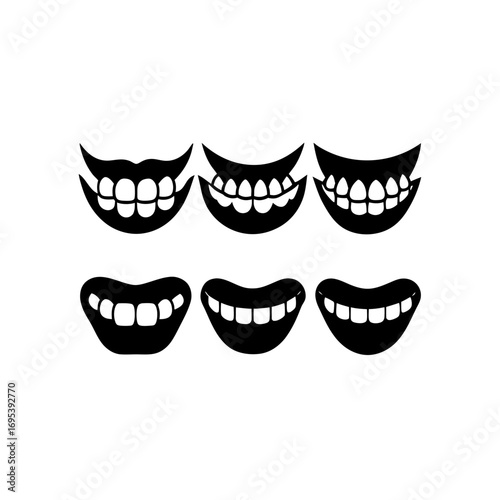 6 different teeth whitening tray silhouette vector