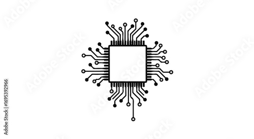 Modern microchip illustration symbolizing advanced technology and digital connections.