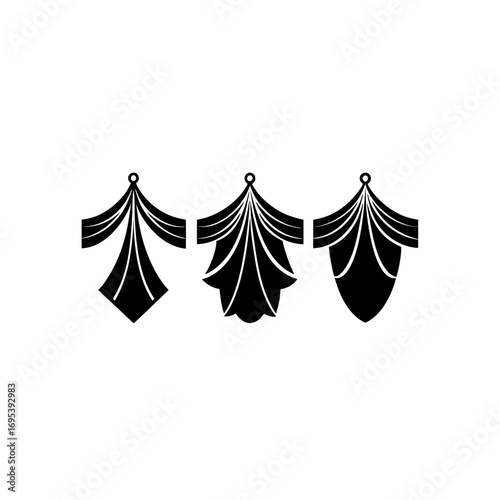 3 different triple swag drapery silhouette vector 