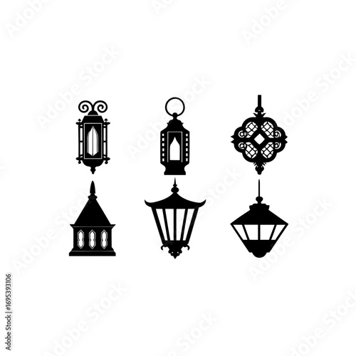 6 different victorian lantern ornament silhouette 