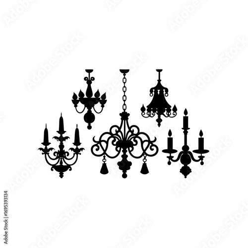 6 different vintage candle chandelier ornament sil