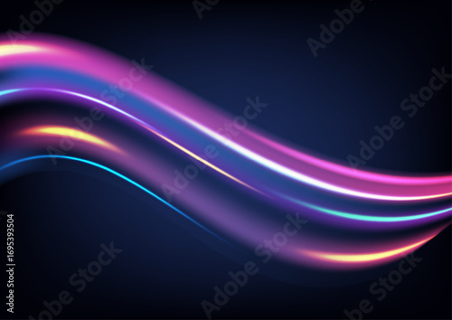 Abstract futuristic technology background with neon light wave, glowing gradient colors, smooth fluid motion and vibrant digital design for modern creative concepts and innovation visuals