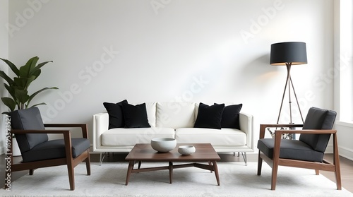 Elegant living room interior with modern furniture and neutral colors for a welcoming home vibe