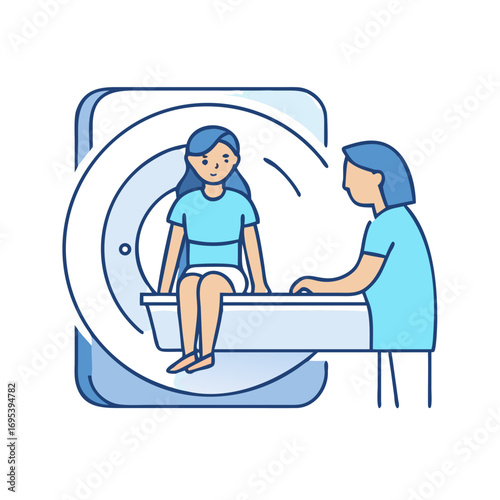 Young lady having CT scan in hospital
