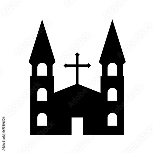 Vector cathedral silhouette illustration majestic church building for spiritual and cultural project