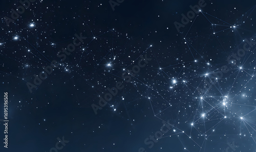 Abstract Digital Network with Glowing Connected Points Representing Technology and Data Connectivity in Dark Space. generative aI