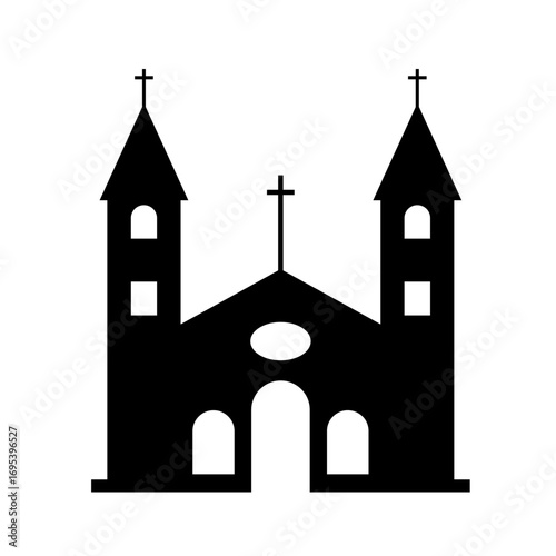 Vector cathedral silhouette illustration majestic church building for spiritual and cultural project