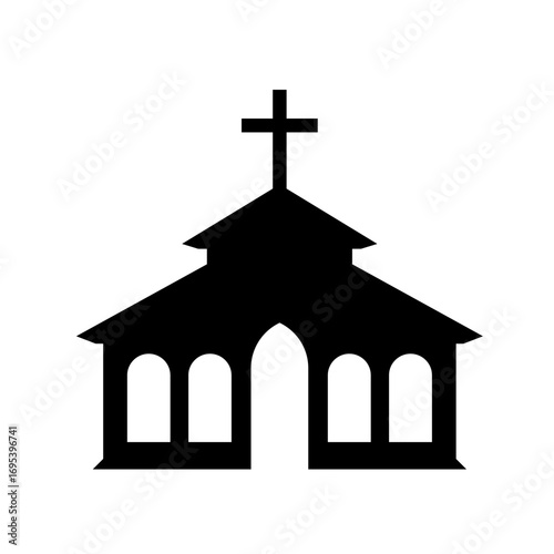 Vector illustration featuring basilica silhouette historic church building design for educational