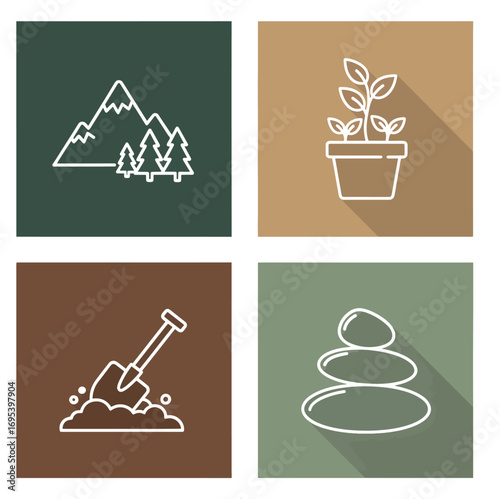 Adobe Illustrator Artwork Element several nature icons representing tools and objects showcasing earths diverse natural elements.
