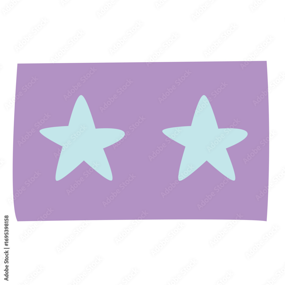 Obraz premium Two light blue stars on purple rectangle background. Great for decorative, rating, or playful-themed illustrations and designs.