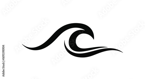 Ocean wave icon showing a crashing tide isolated on a white background for travel and environmental branding concepts that need a clean and minimalist graphic element for marketing uses.