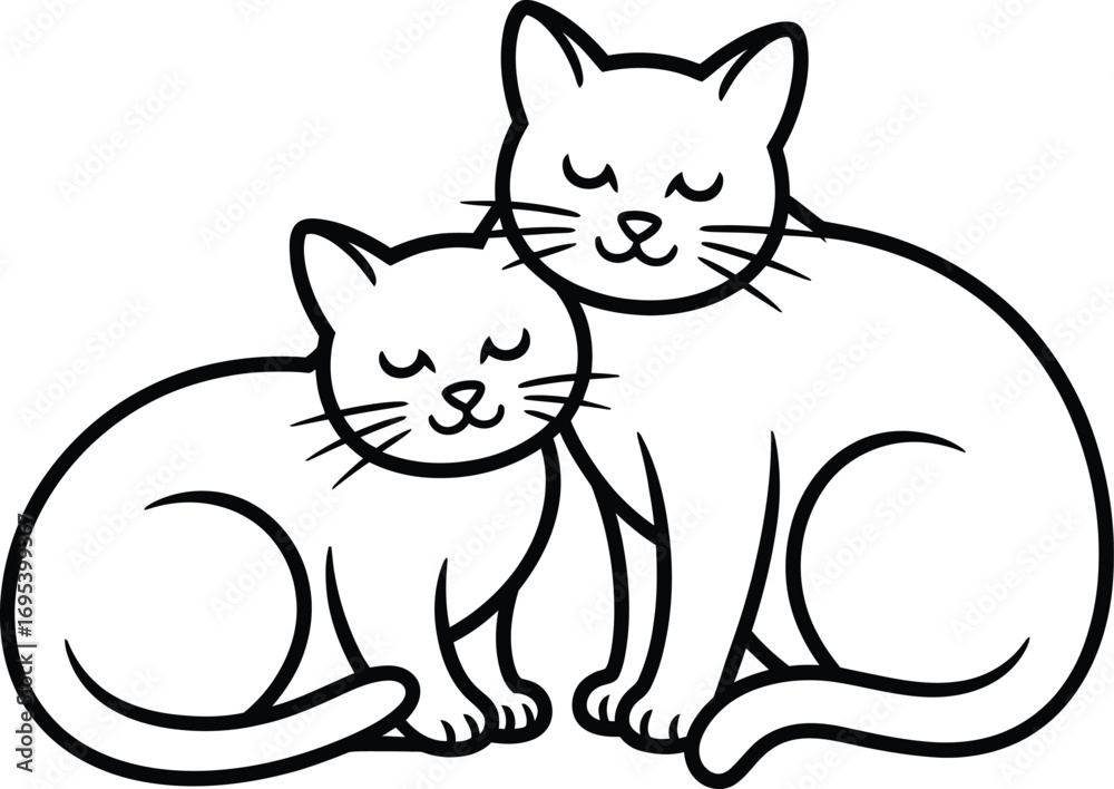 Fototapeta premium Two cute cats cuddling together