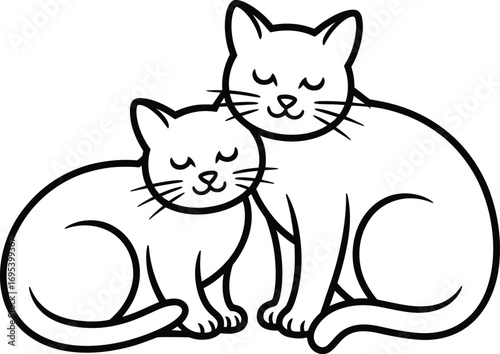 Two cute cats cuddling together