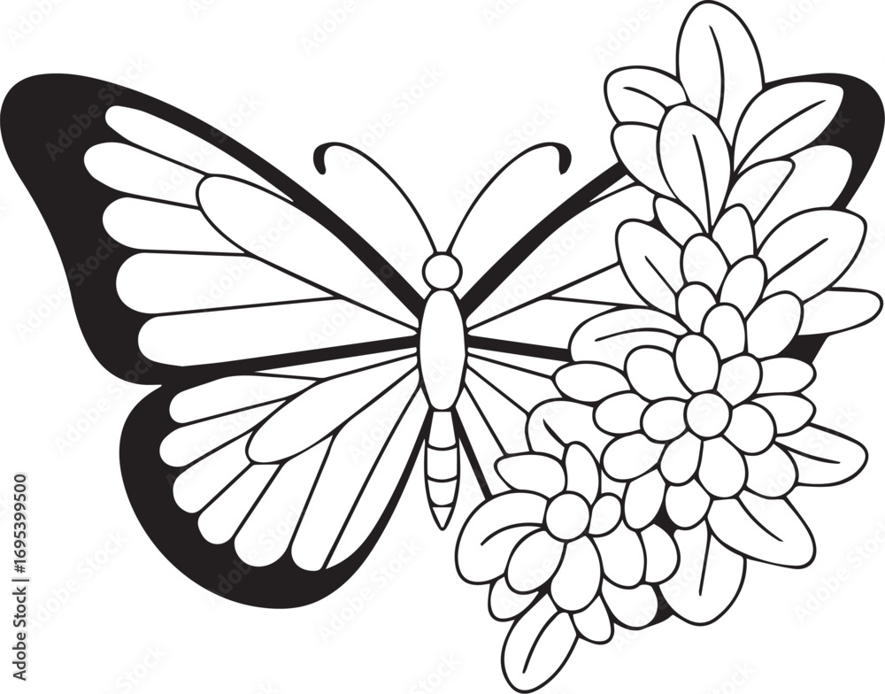 Obraz premium Butterfly with Flowers Svg, Flowers Png