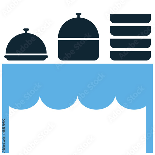 Buffet icon vector. Ideal for restaurants, catering, and culinary themes. A simple, recognizable symbol representing a self-serve dining experience with a variety of food.