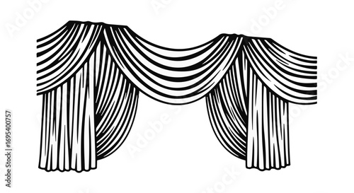 Elegant draped fabric stage curtains creating a theatrical backdrop