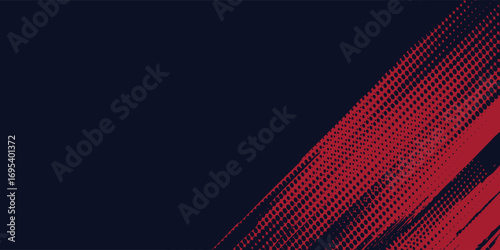 Red halftone dots blue color pattern gradient grunge texture background. Dot pop art comic sport style vector  football, basketball, baseball, tennis, rugby, bicycling background grunge
