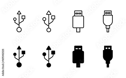 Usb icon set. Flash disk icon vector