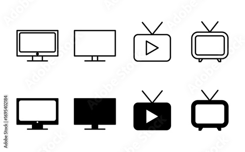 Tv icon set. television icon vector