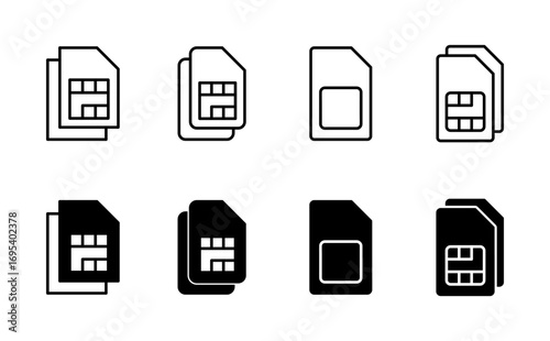 Sim card icon set. dual sim card icon vector