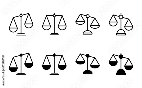 Scales icon set . Law scale icon. Justice sign
