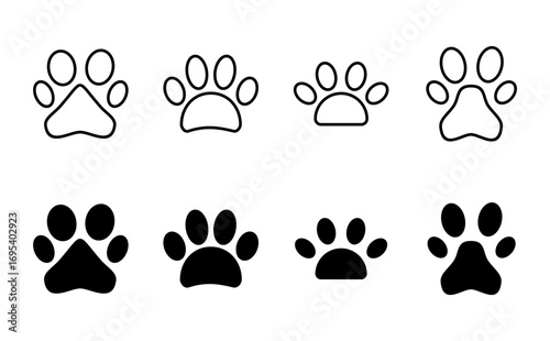Paw icon set. paw print icon vector. dog or cat paw