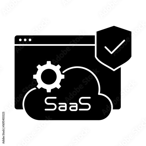 SaaS Icon for cloud-based software solutions, enterprise applications, and digital services to enhance business performance and technology infrastructure.