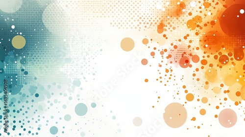 Abstract halftone background vector set with gradient dots and circles on white background, simple minimalistic style orange color palette for retro pop design
