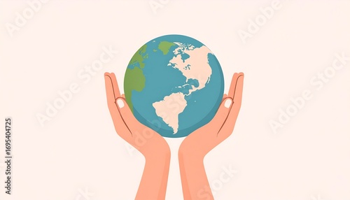 Gentle hands cradling earth, symbolizing global care and environmental support