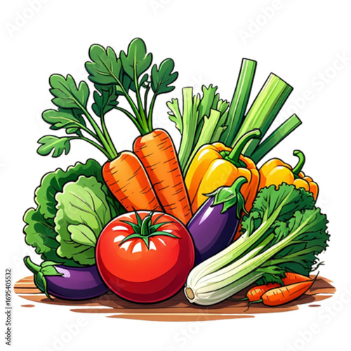 vegetables on a white background